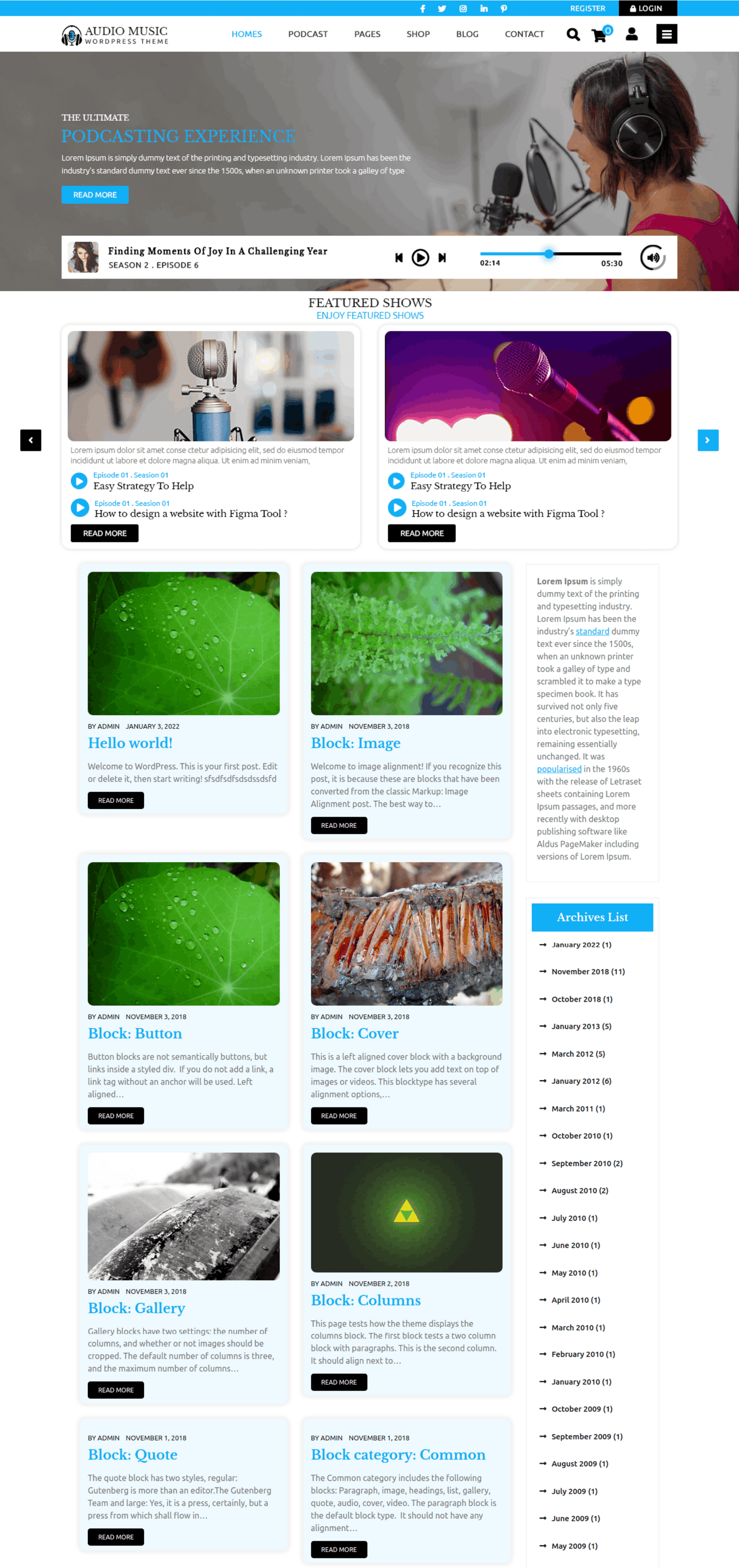 Free Audio Podcast WordPress Theme