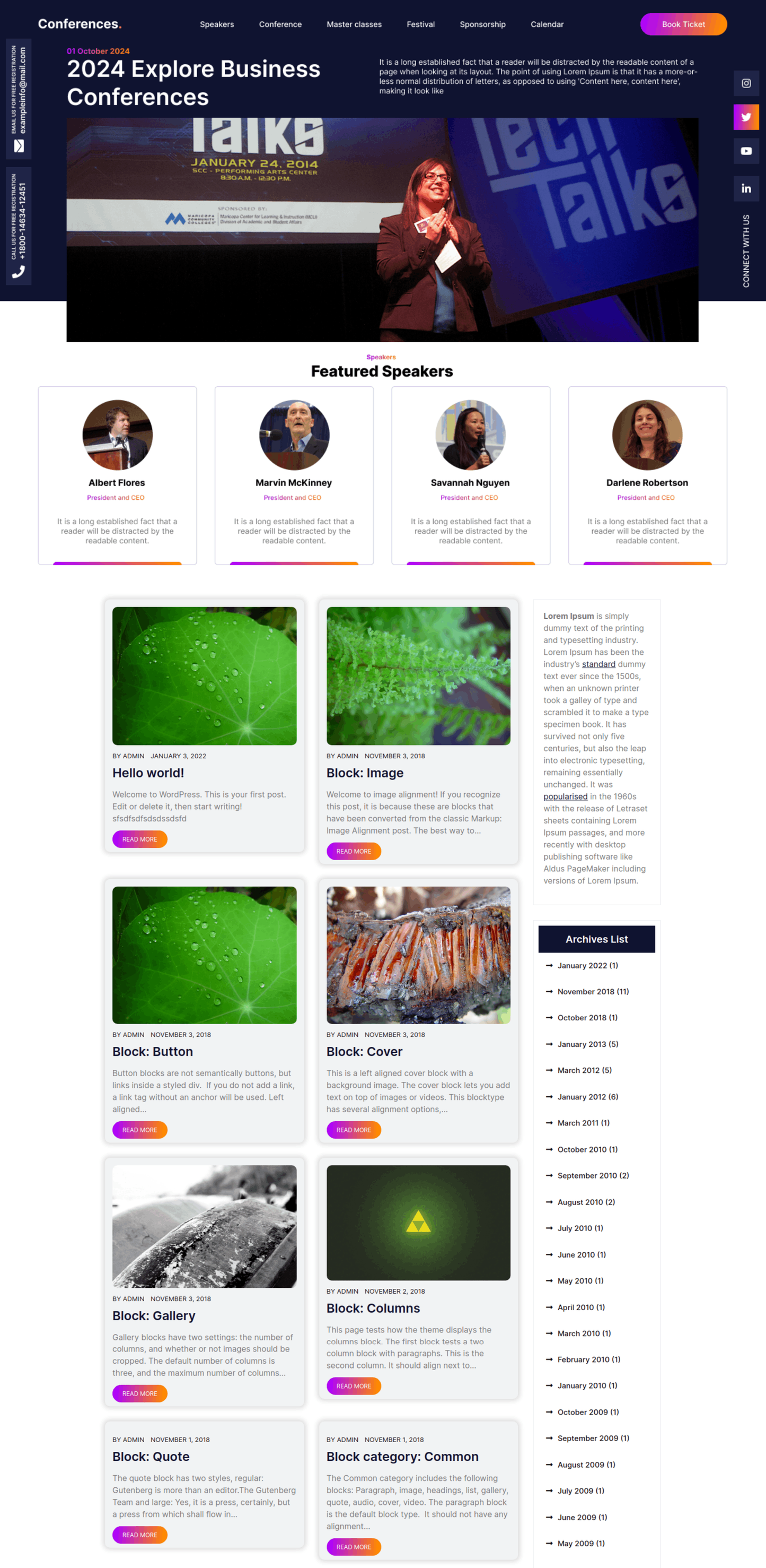 Free Conference WordPress Theme
