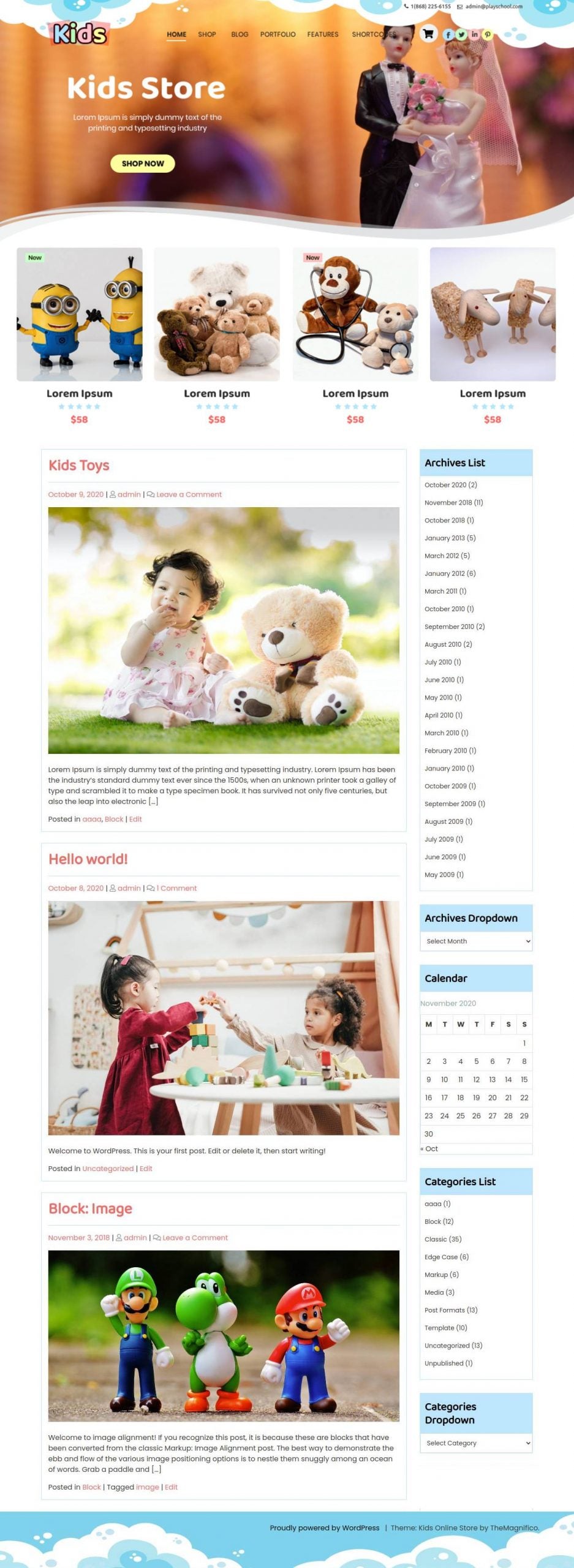 Free Kids WordPress Theme