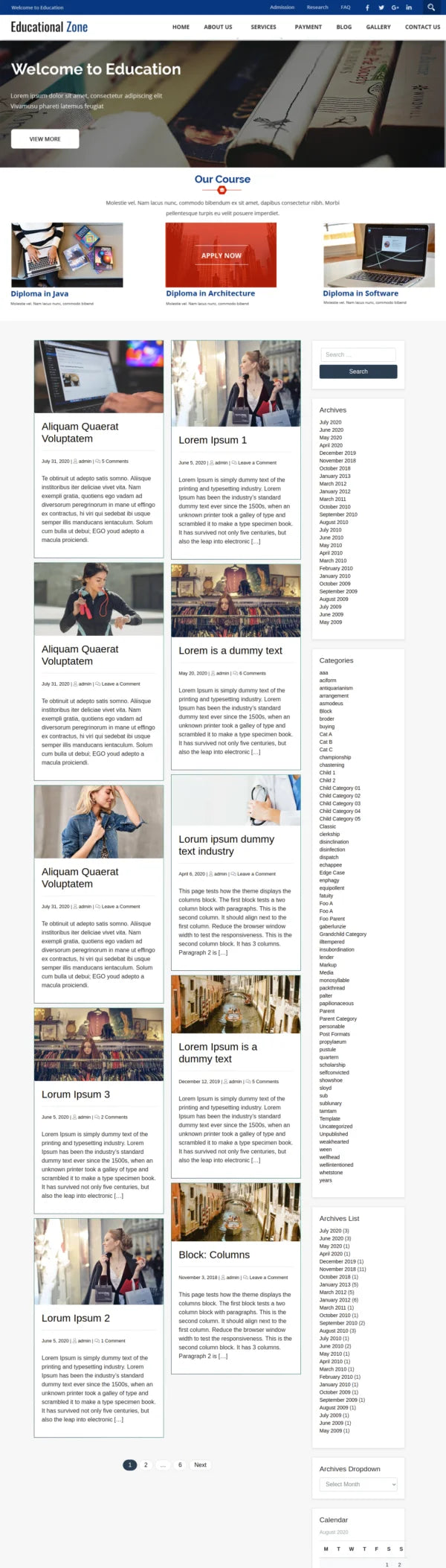 Free Education WordPress Theme
