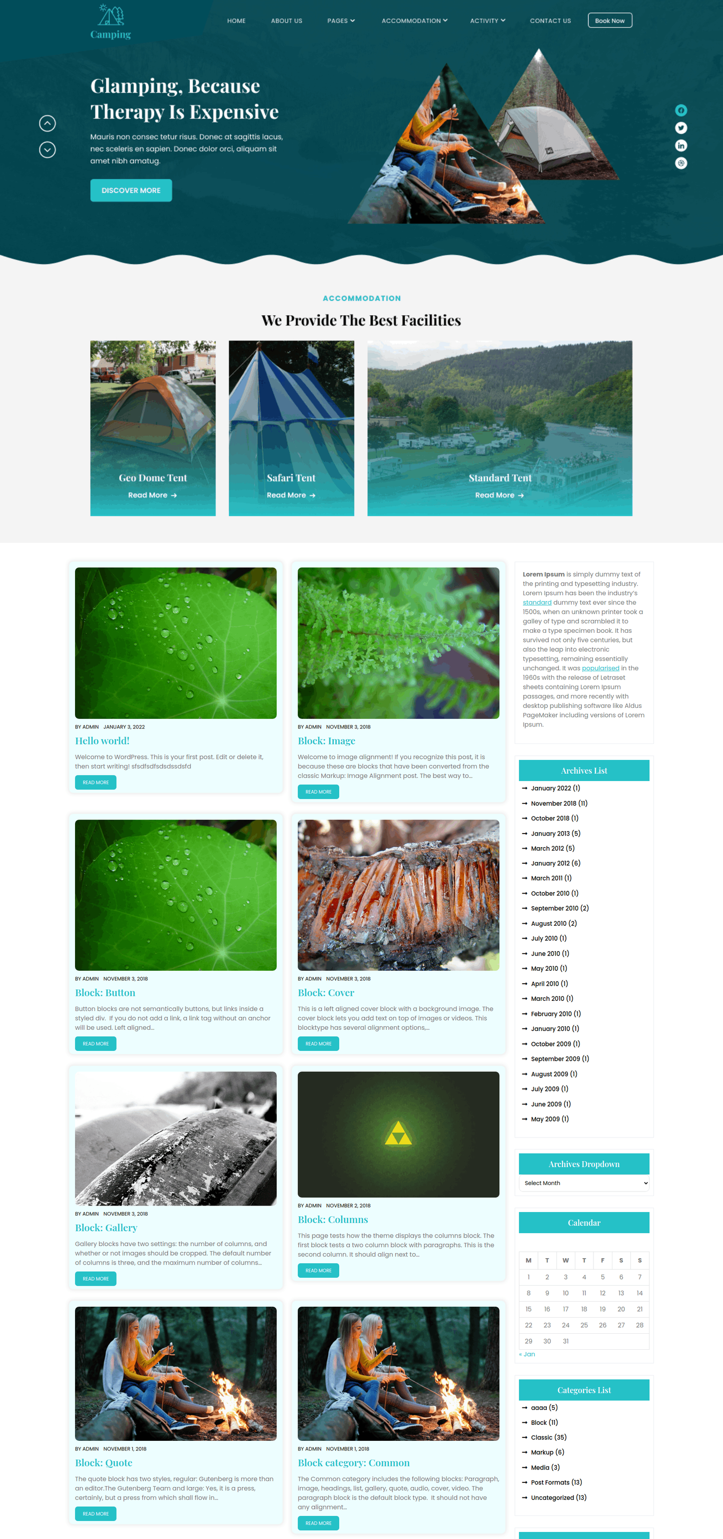 Free Camping WordPress Theme
