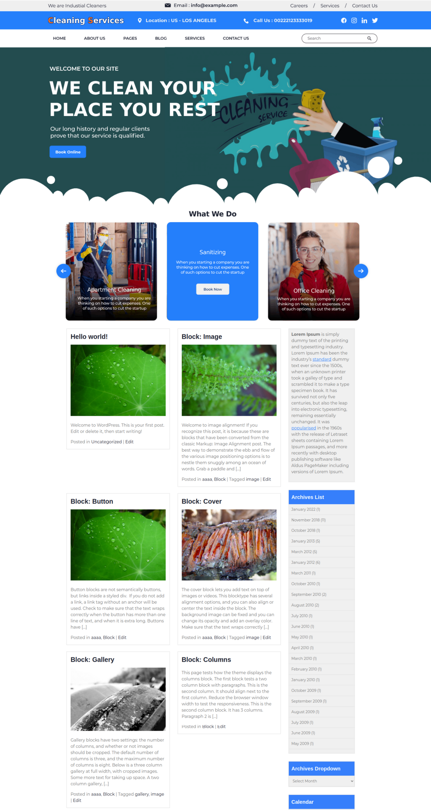 Free Cleaning Services WordPress Theme