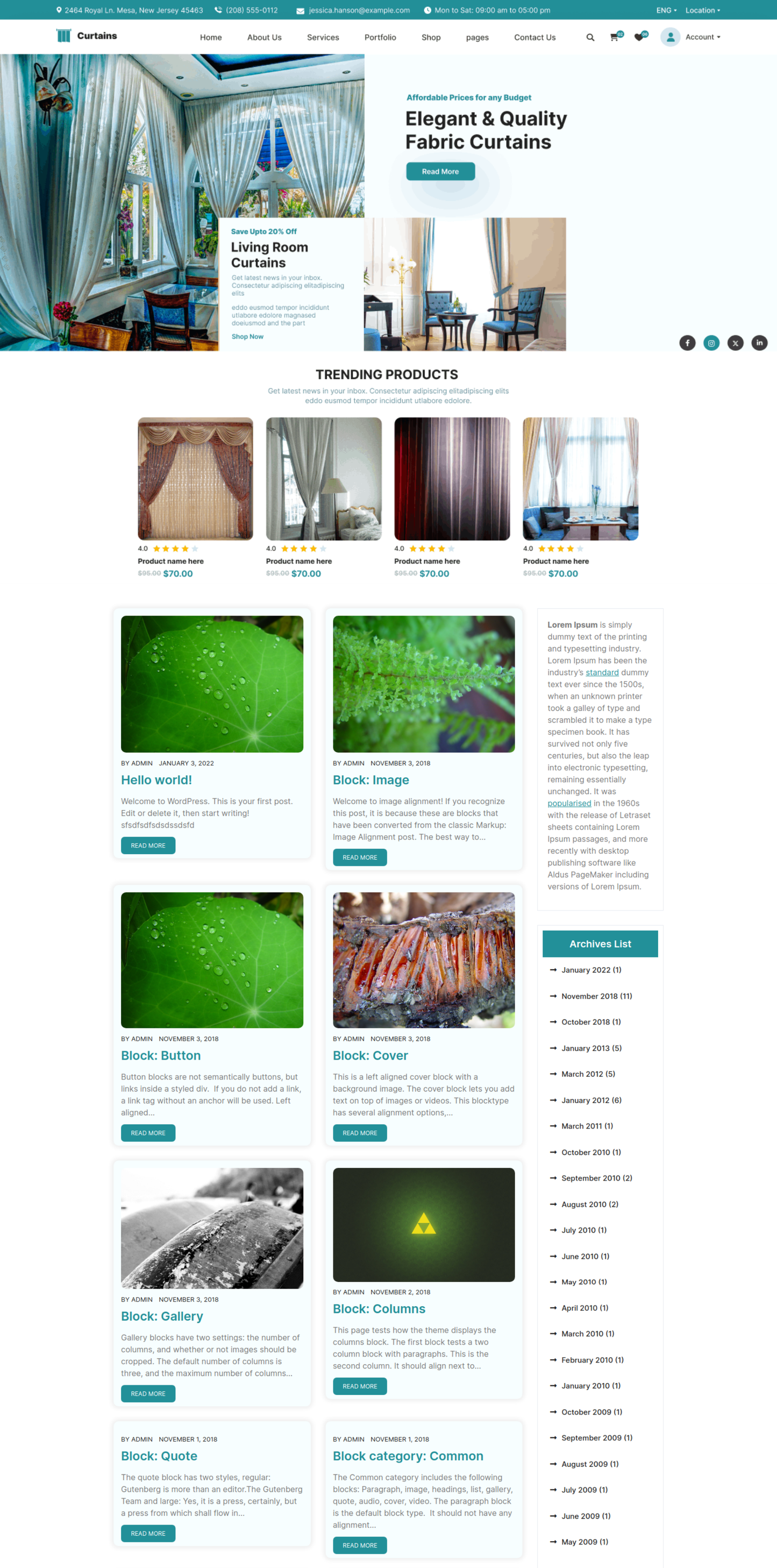 Free Curtains WordPress Theme