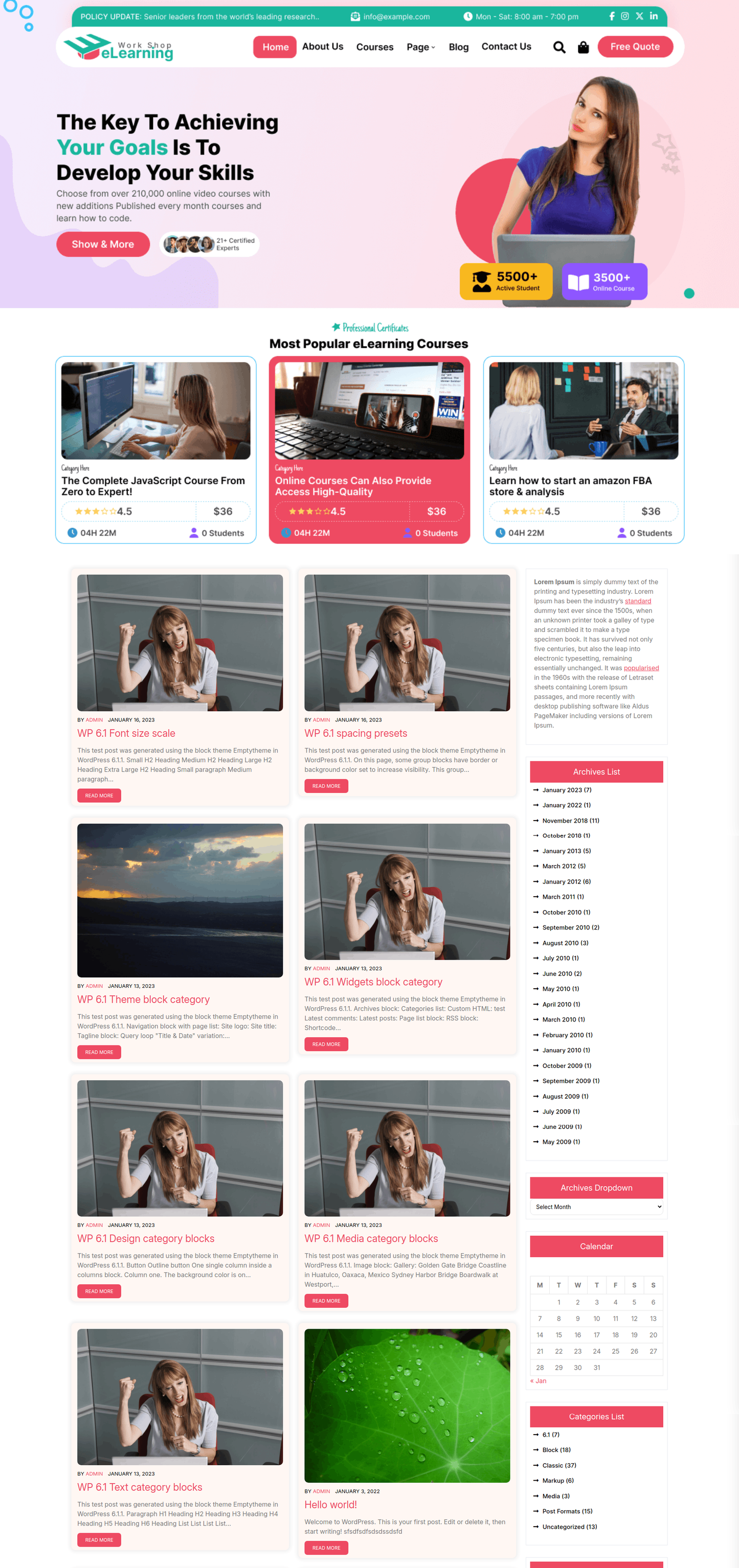 Free Elearning WordPress Theme