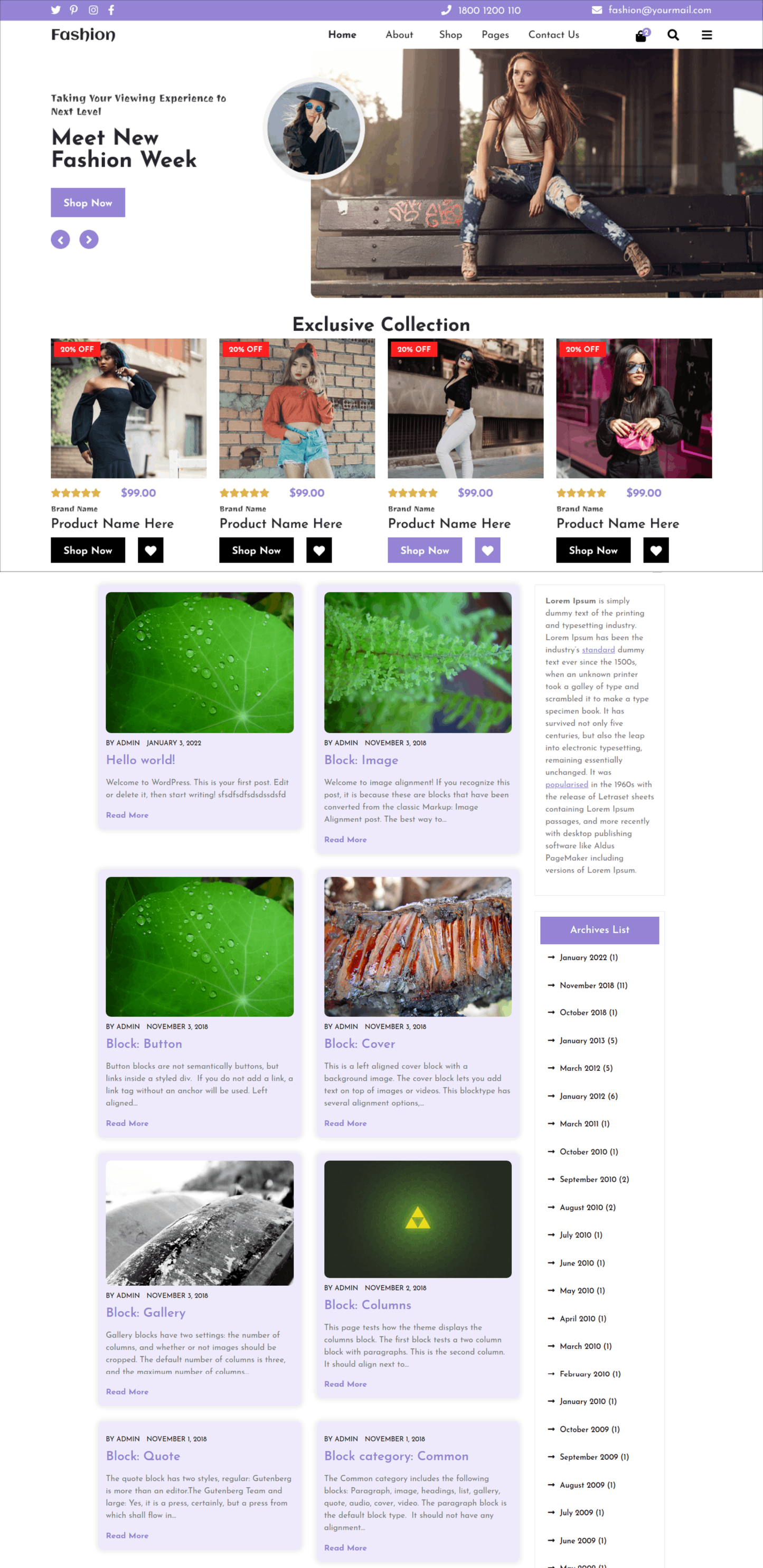 Free Fashion Stylish WordPress Theme