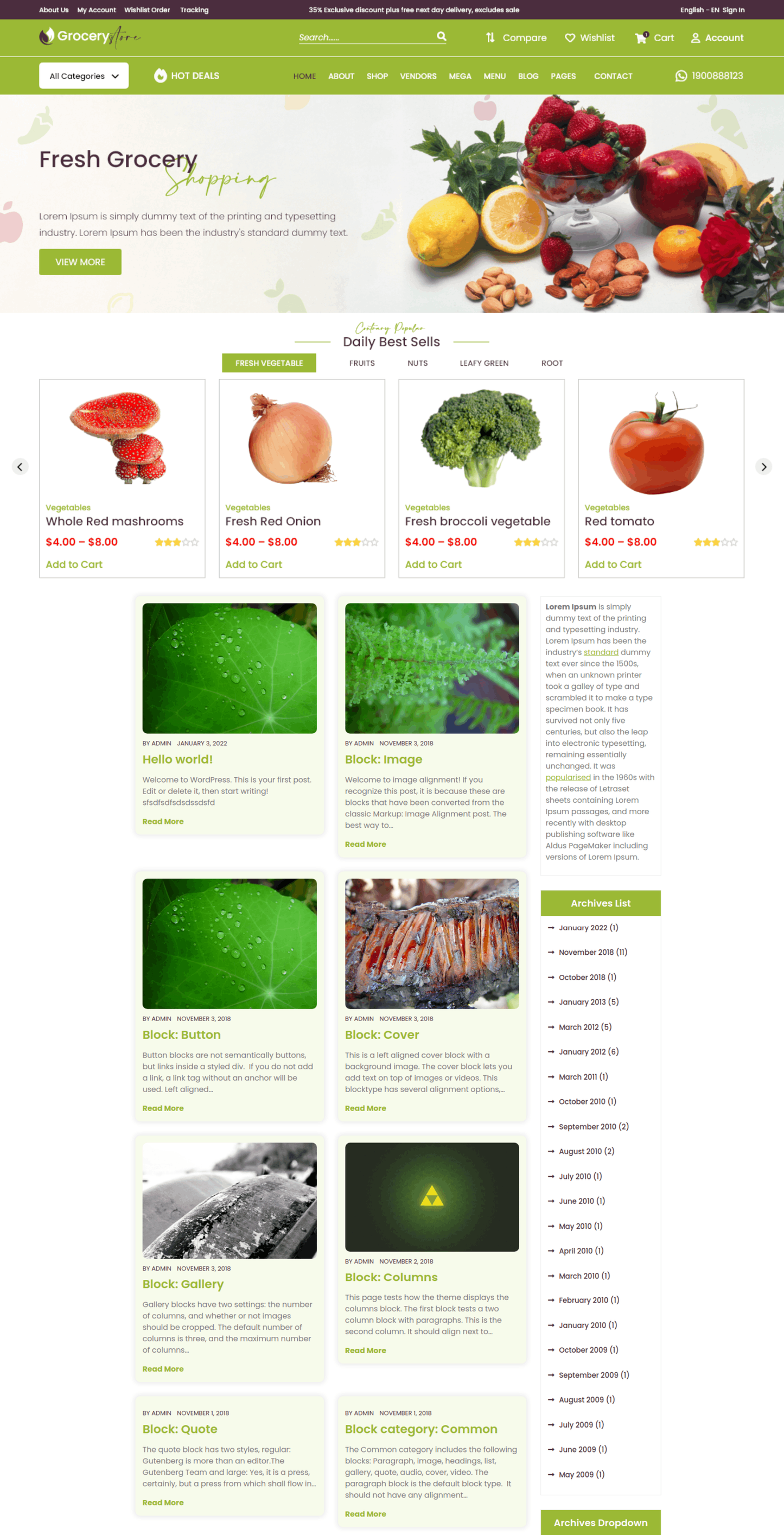 Free Grocery WordPress Theme
