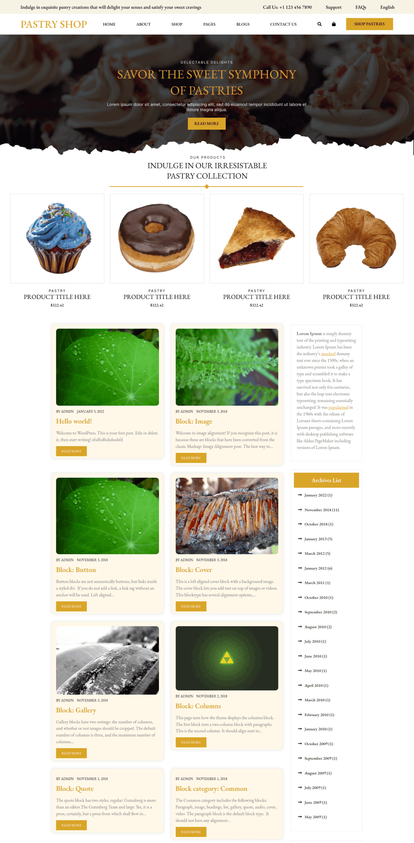 Free Pastry WordPress Theme