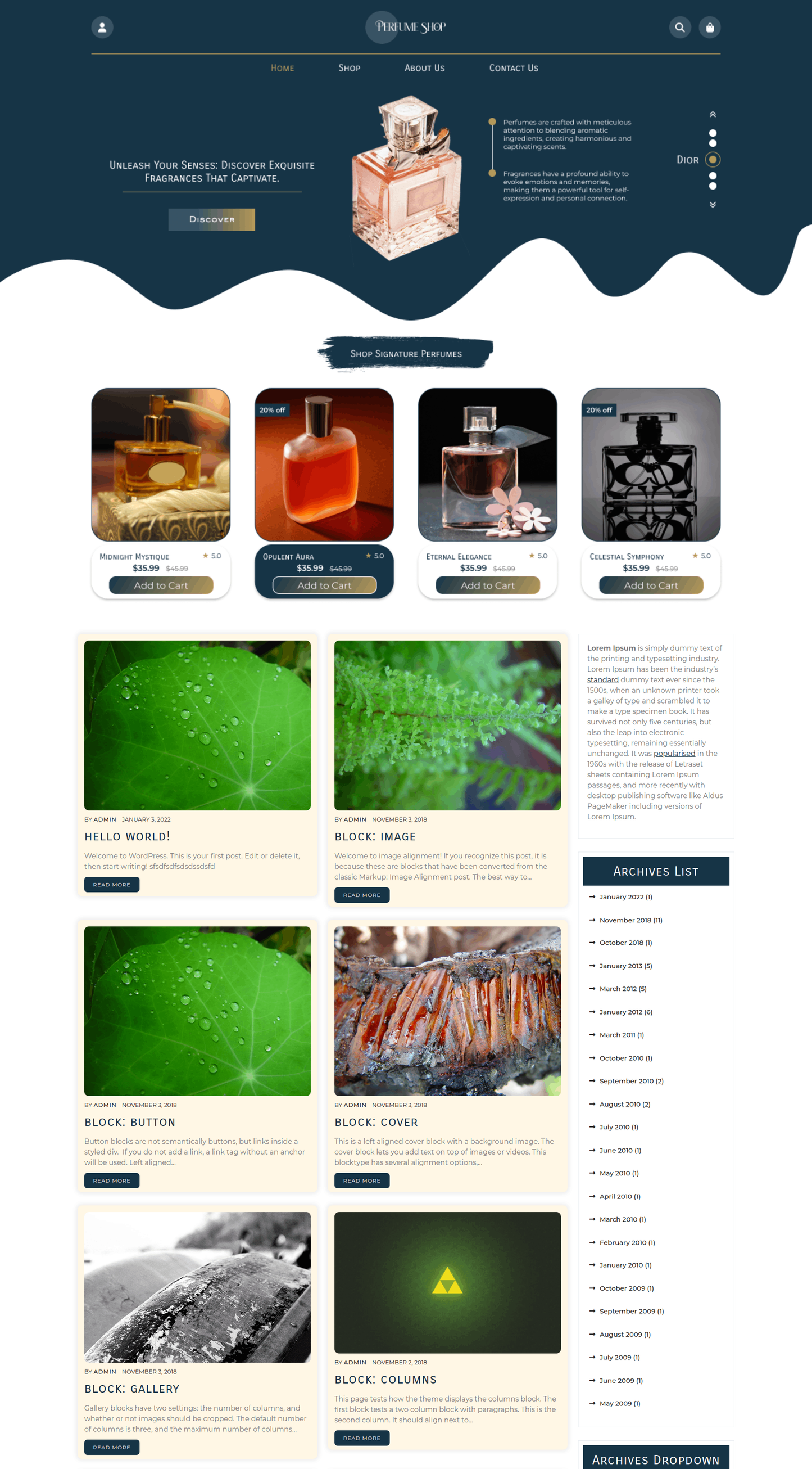 Free Perfume WordPress Theme