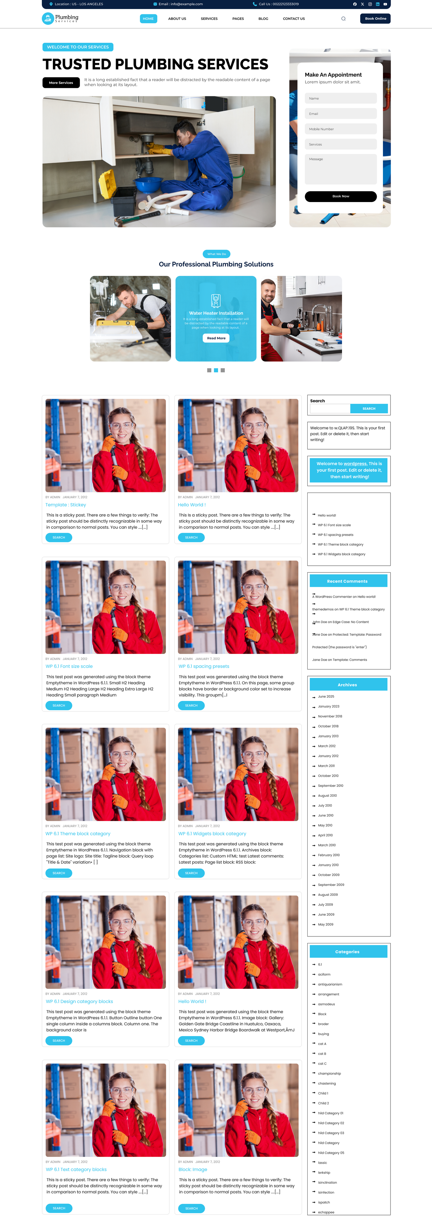 Free Plumbing Mechanic WordPress Theme