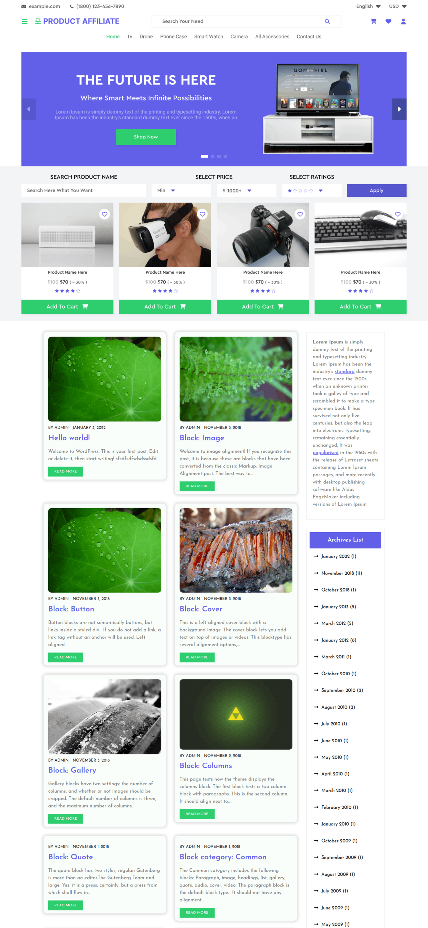 Free Product WordPress Theme