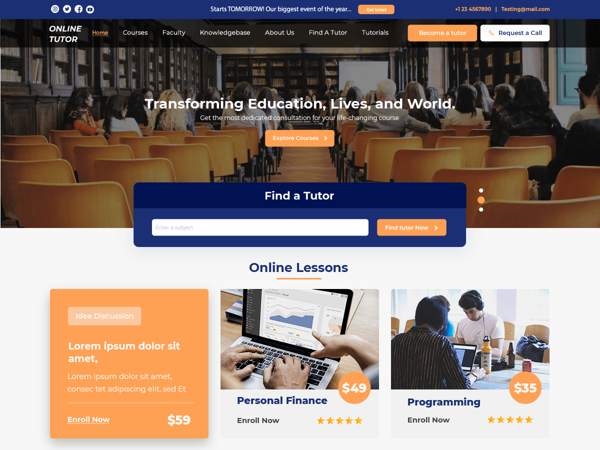 Online Tutor WordPress Theme