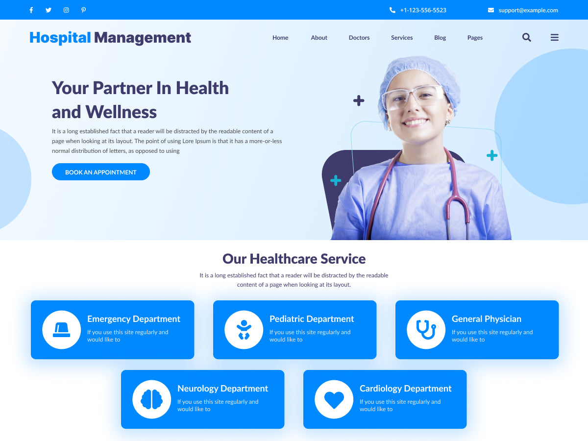 Hospital Management WordPress Theme