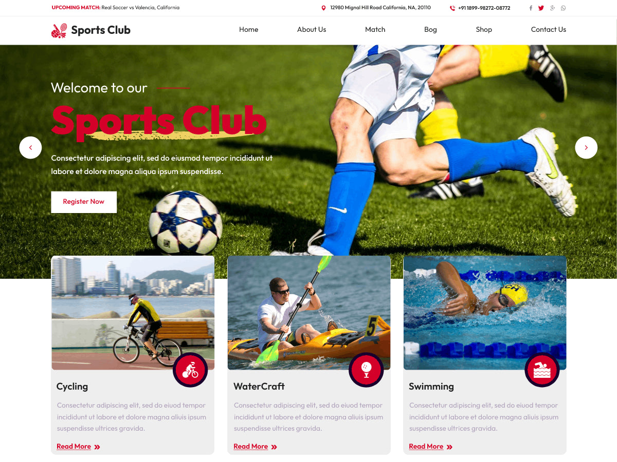 WordPress Sports Club Theme