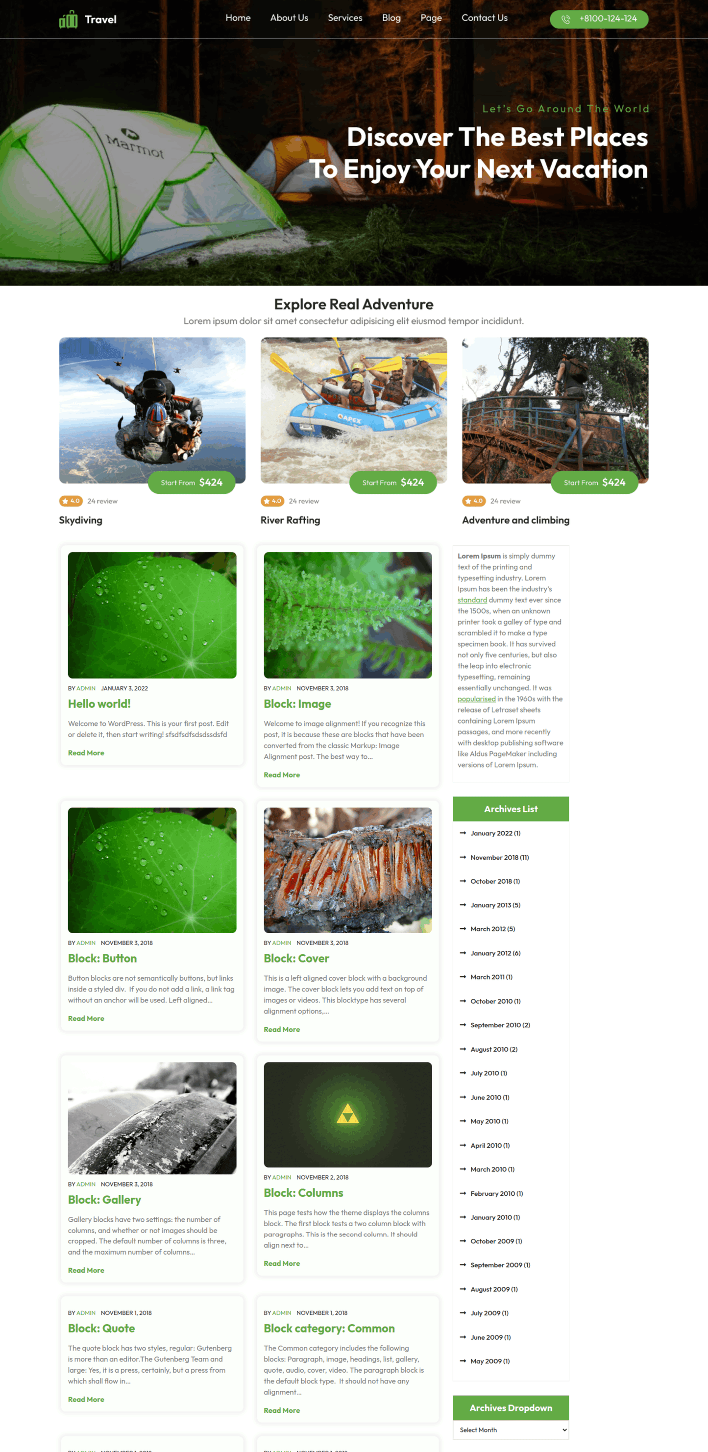 Free Tour WordPress Theme