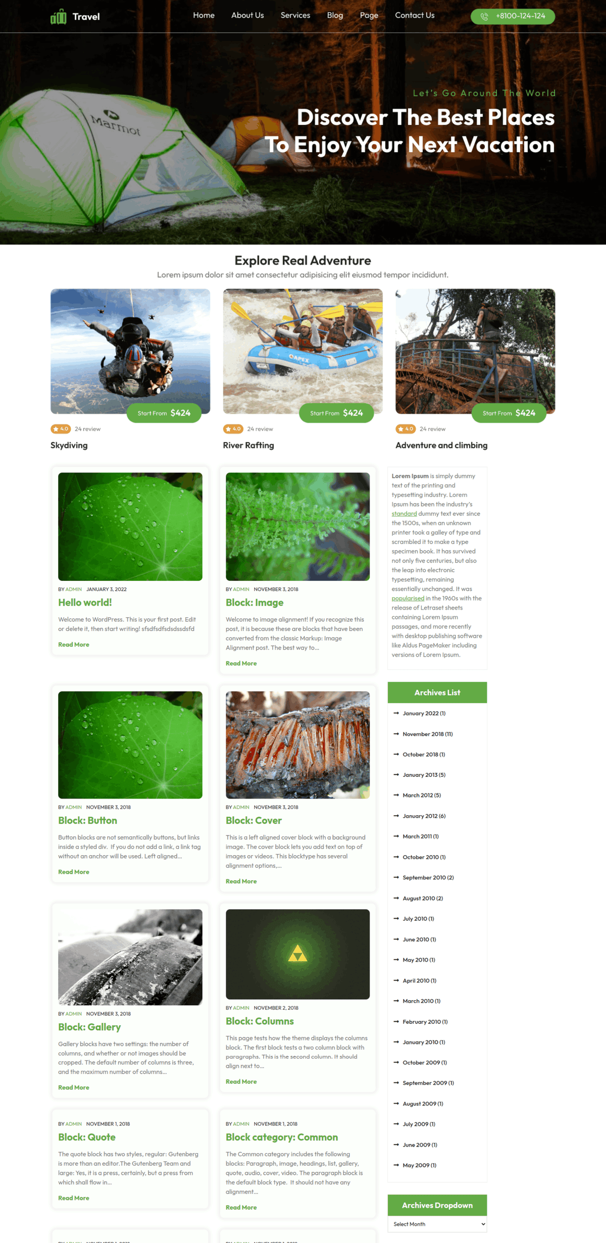 Free Tour WordPress Theme | Explore Exciting Features