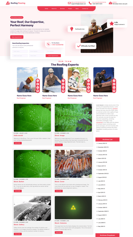 Free Roofing WordPress Theme