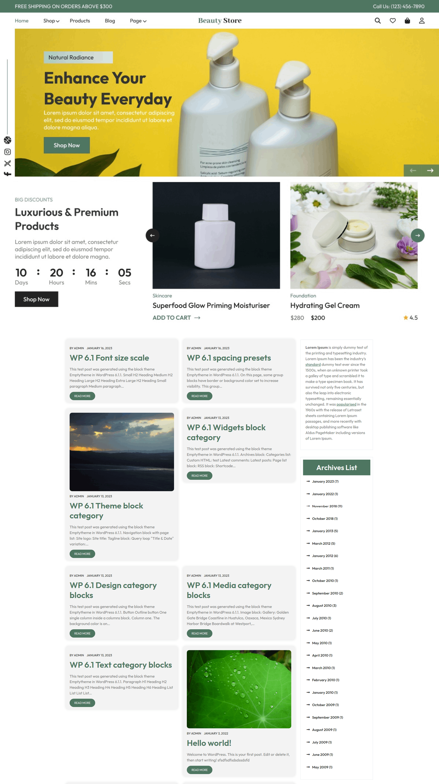 Free Skin Care WordPress Theme