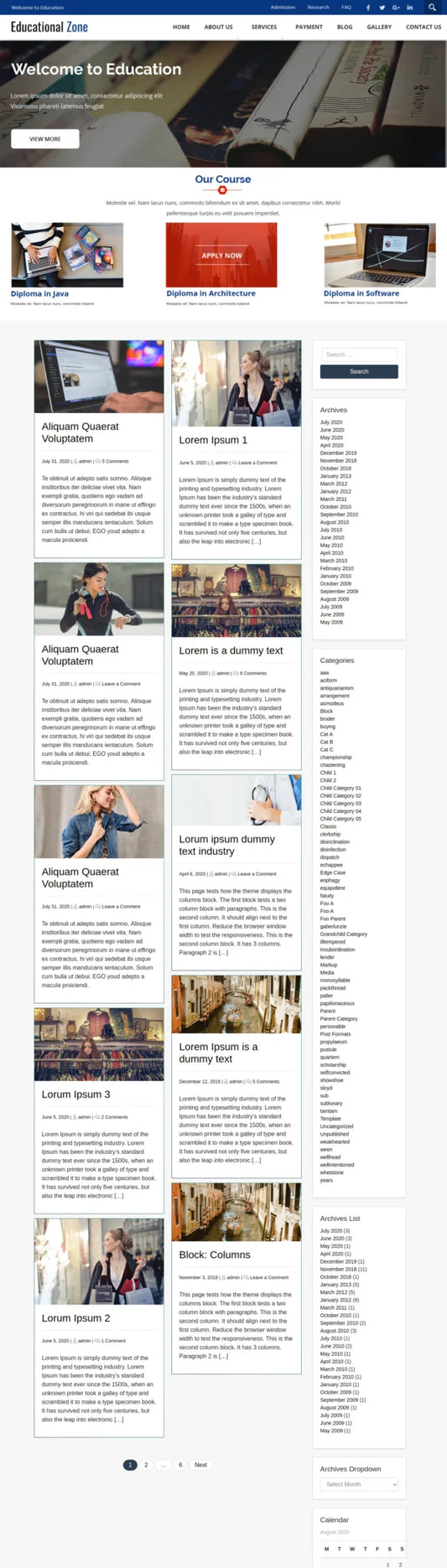 Free Education WordPress Theme