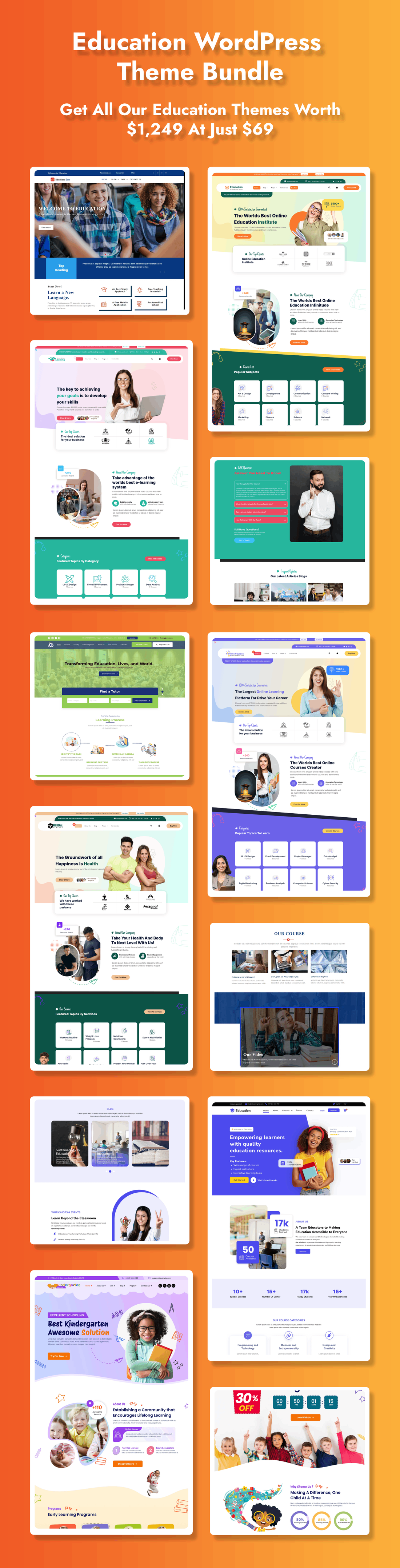 Education WordPress Theme Bundle - 12+ Templates For E-learning Platforms