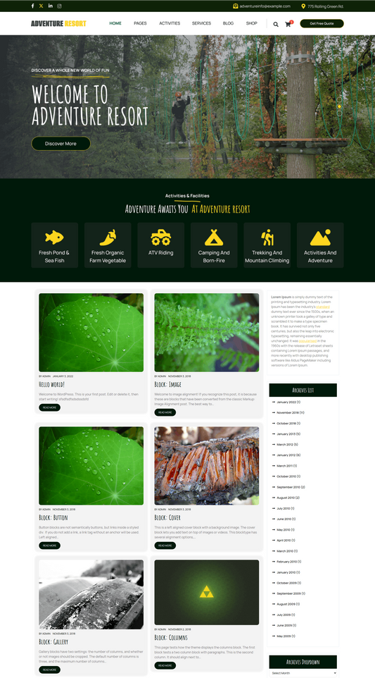Free Adventure Wordpress Theme