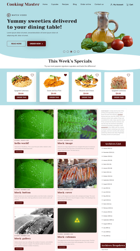 Free Cooking WordPress Theme
