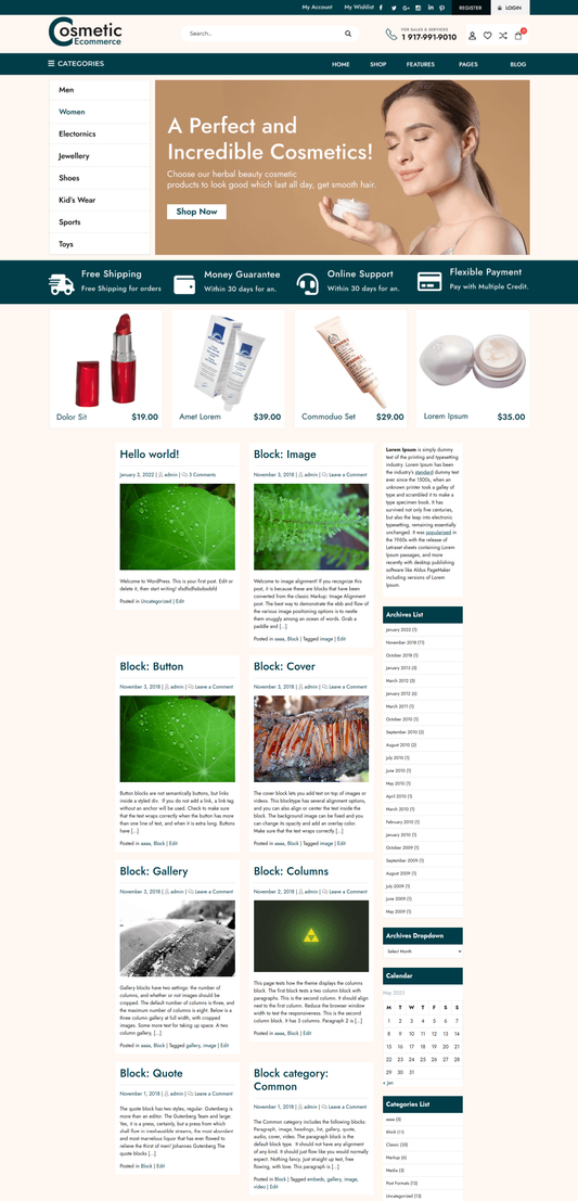 Free Cosmetic WordPress Theme