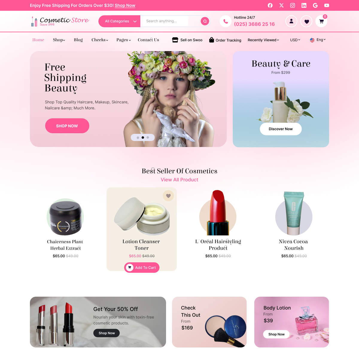 Free Cosmetics WordPress Theme