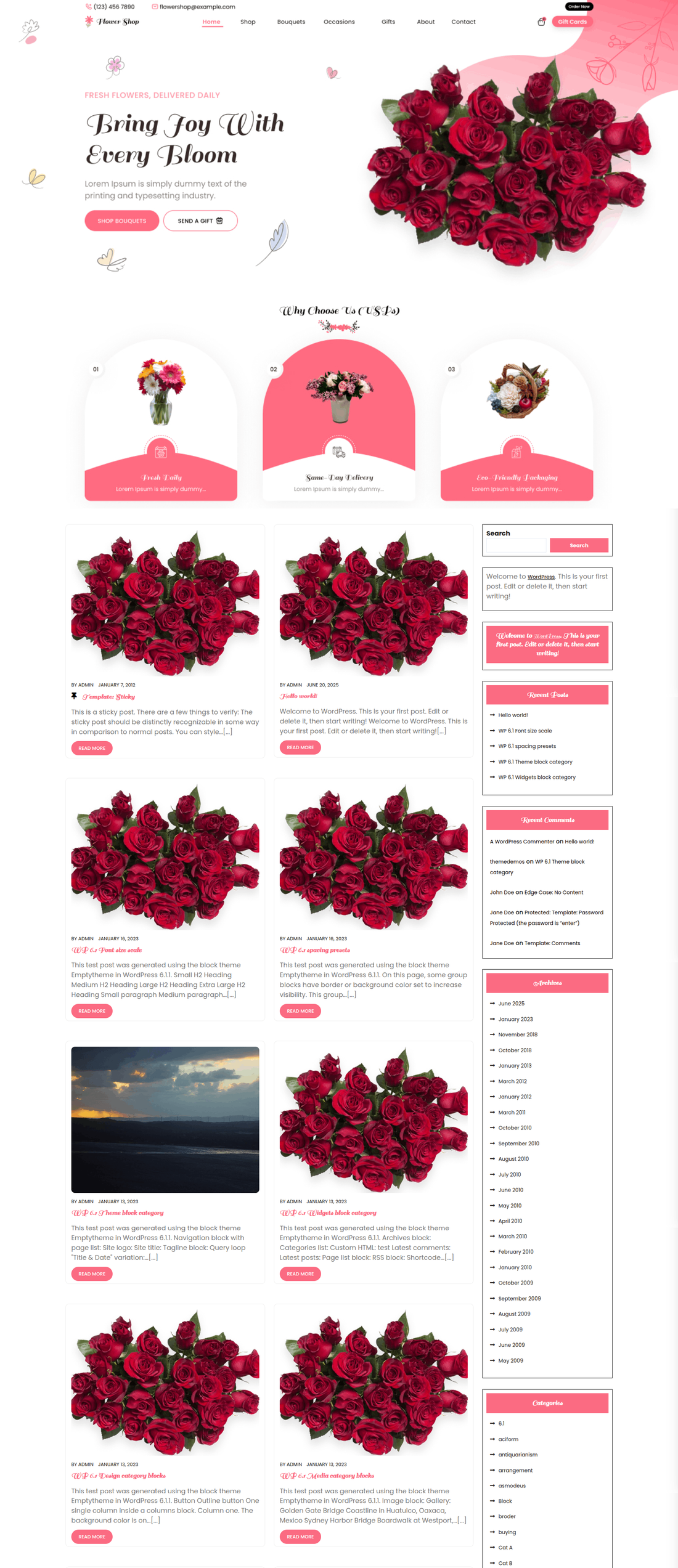 Florist WordPress Theme for Flower Shops Bouquets