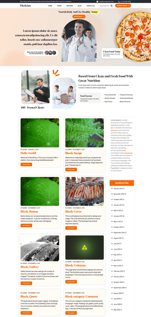 Free Diet WordPress Theme