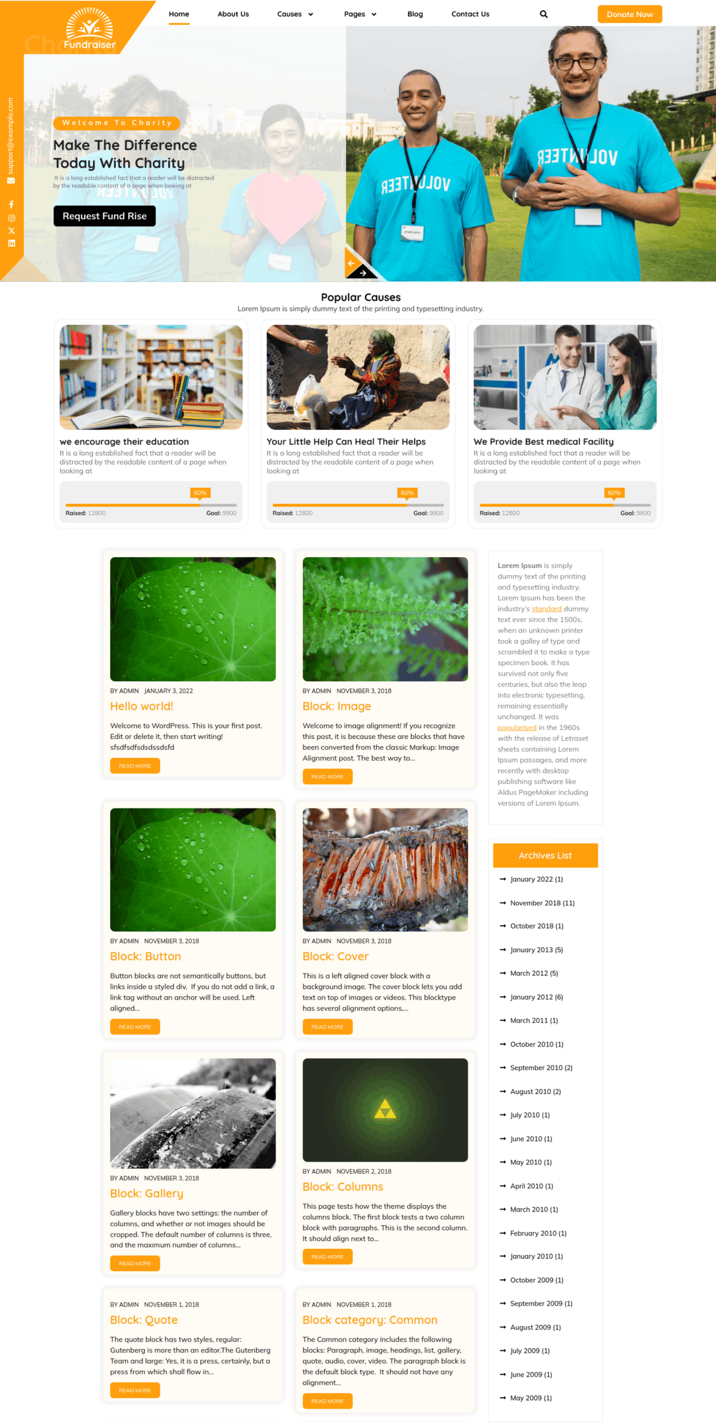 Free Fundraiser WordPress Theme