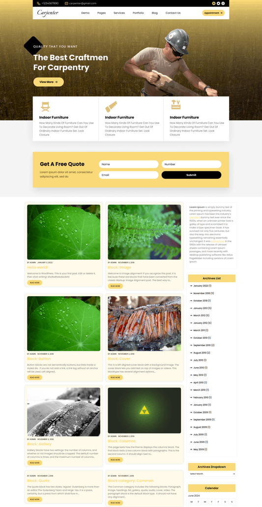 Free Furniture WordPress Theme