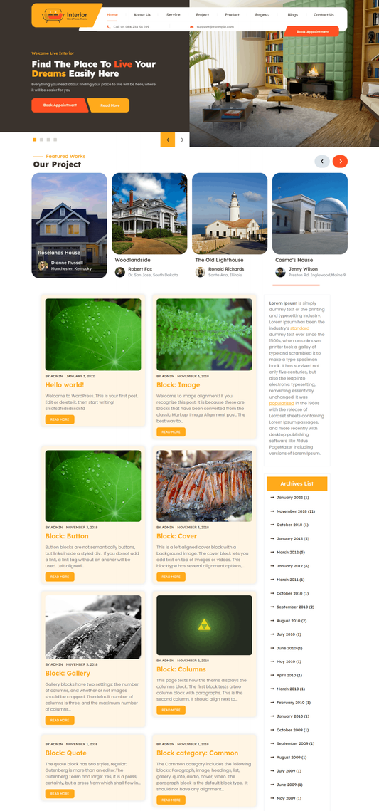 Free Interior Designer WordPress Theme