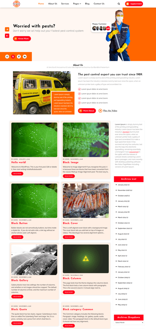 Free Pest Control WordPress Theme