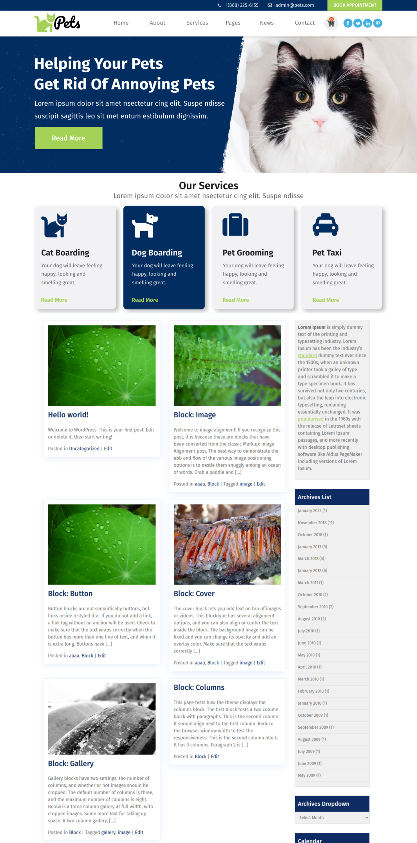 Free Pet Shop WordPress Theme