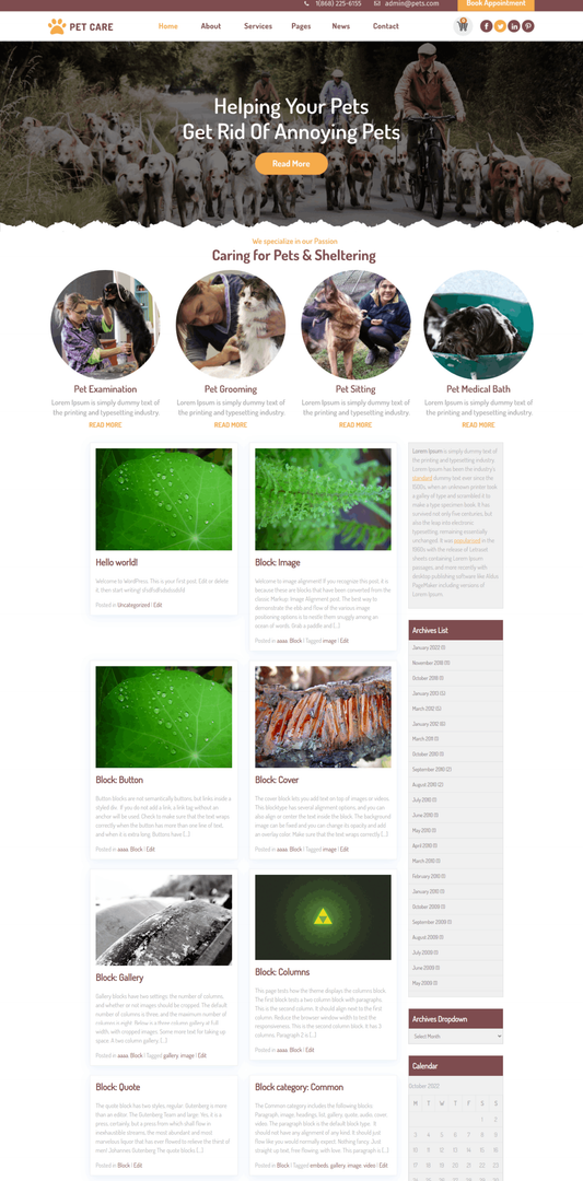 Free Pet Store WordPress Theme