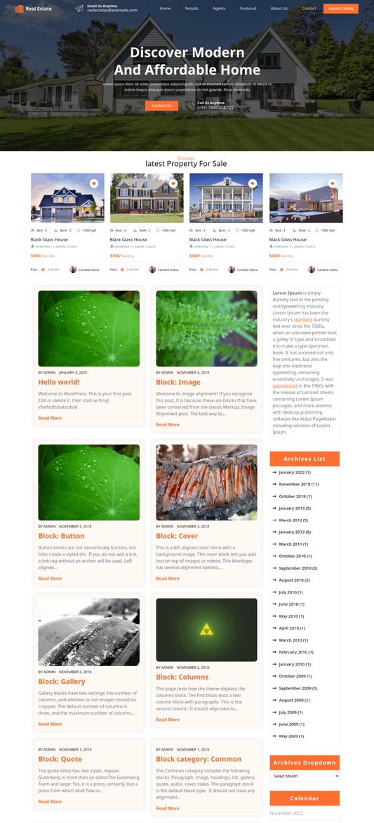 Free Real Estate WordPress Theme