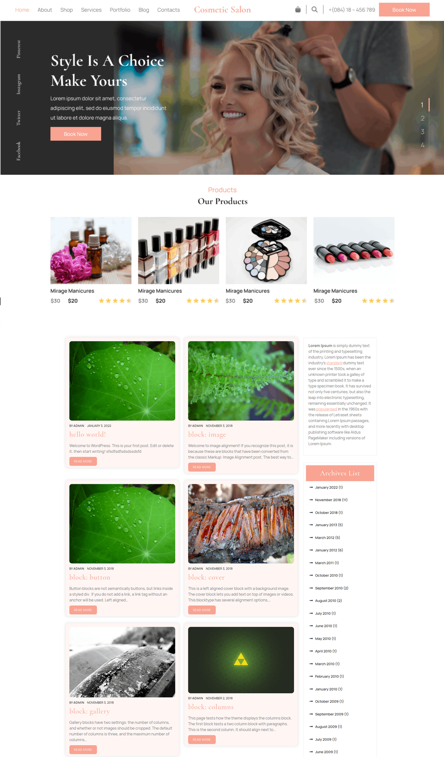 Free Salon WordPress Theme