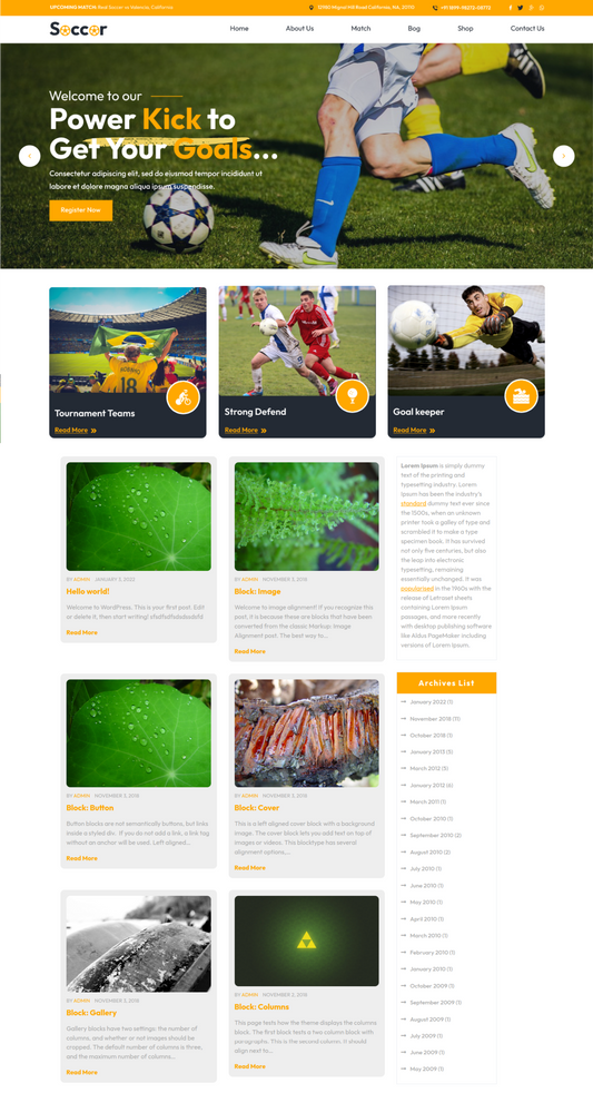 Free Soccer WordPress Theme