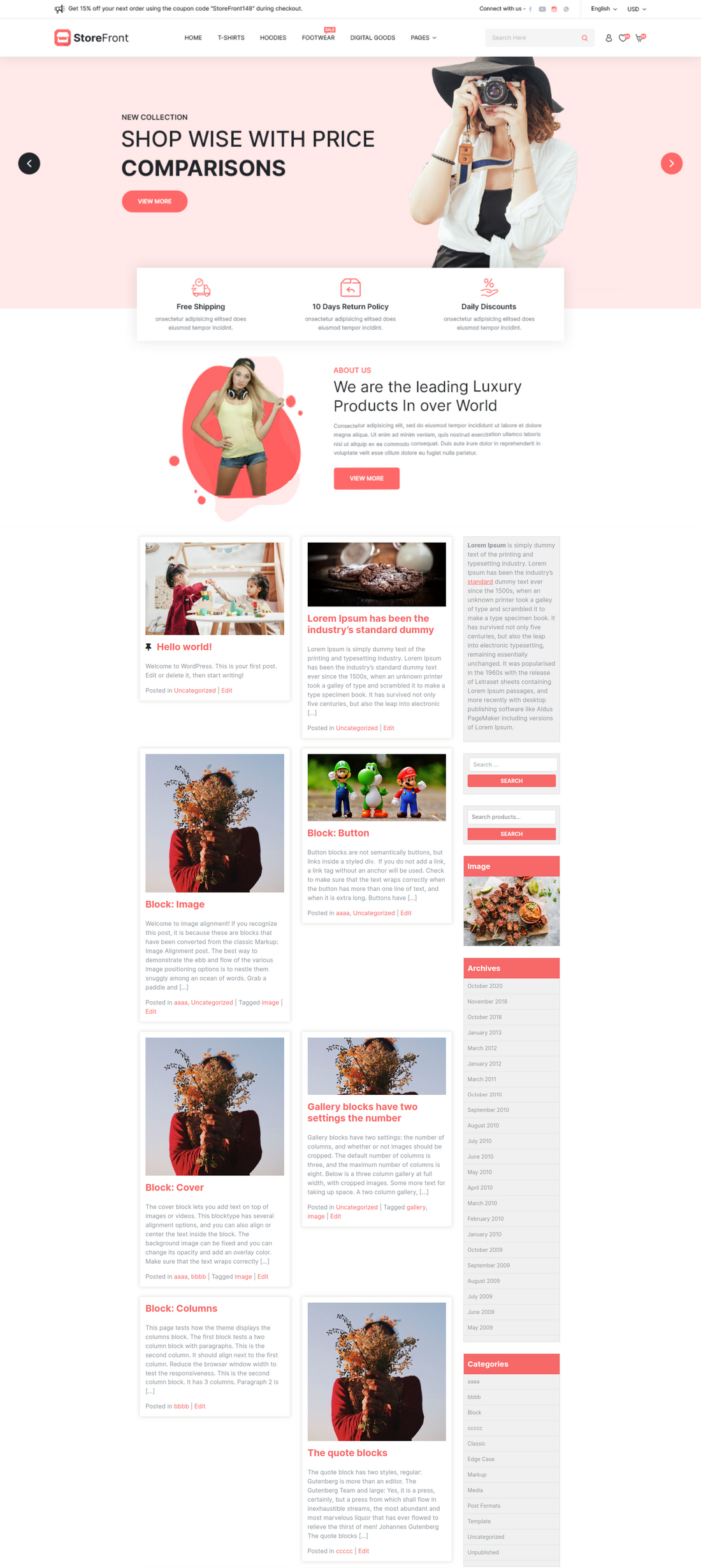 Free Storefront WordPress theme For Ecommerce Website – Themagnifico