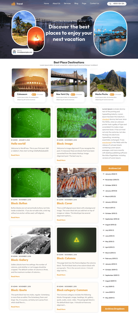 Free Traveller WordPress Theme