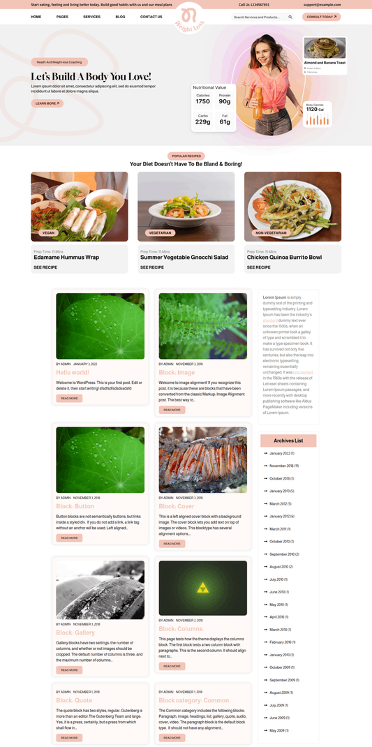 Free Weight Loss WordPress Theme