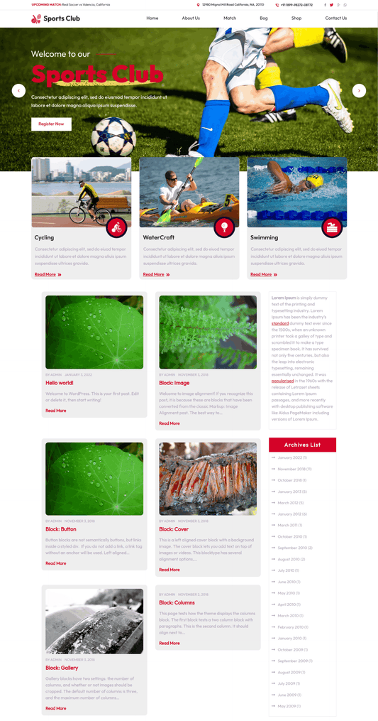 Free WordPress Football Theme