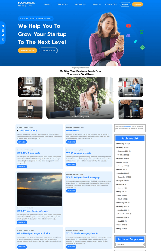 Free Social Media Wordpress Theme